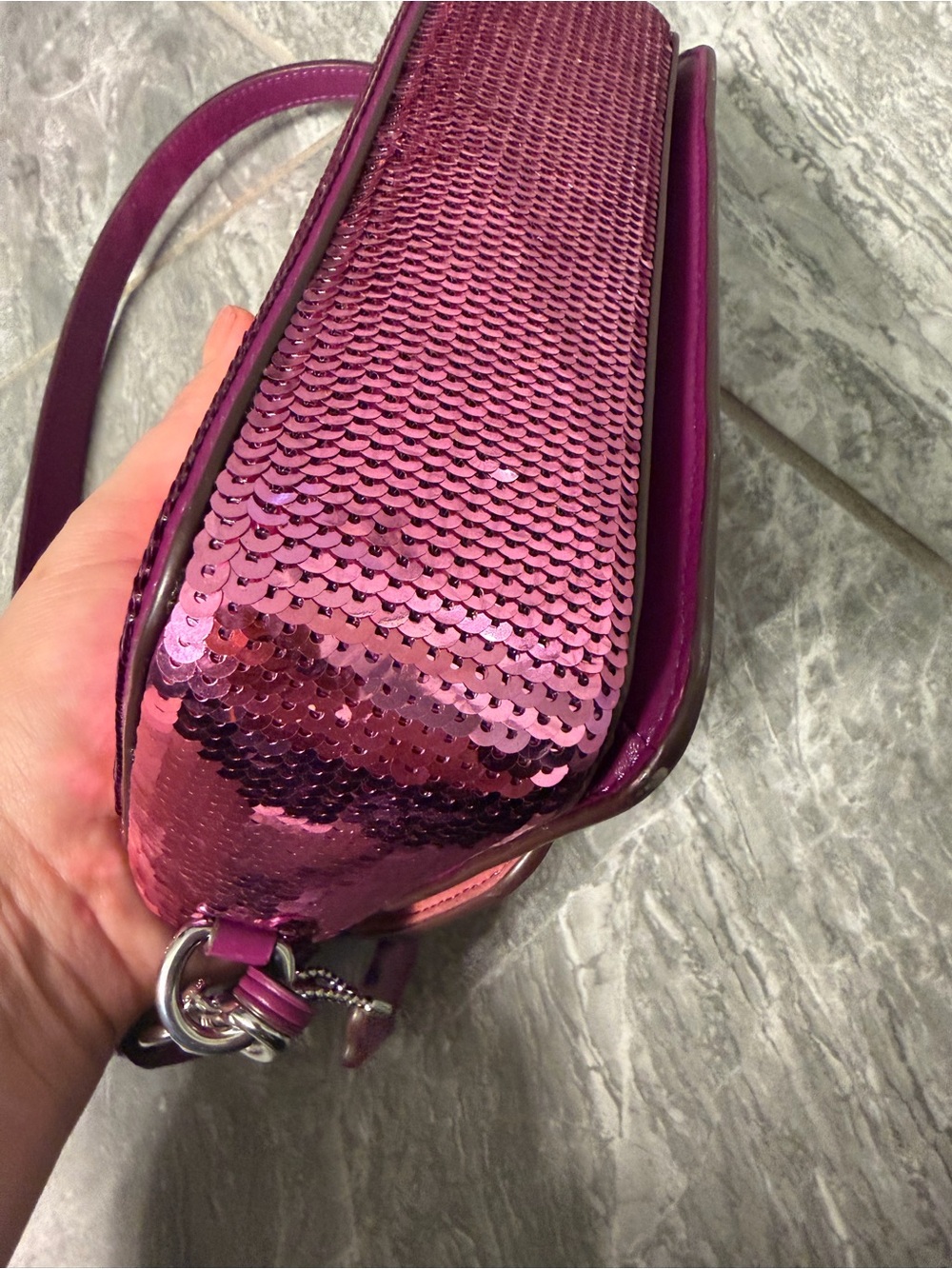 Coach Studio Baguette Pink Sequin Shoulder & Crossbody Bag - Picture 9 of 12